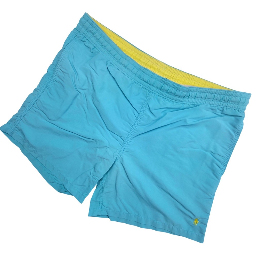 Polo Ralph Lauren Swim Trunks Shorts‎ Turquoise Yellow Logo Men's Size Large